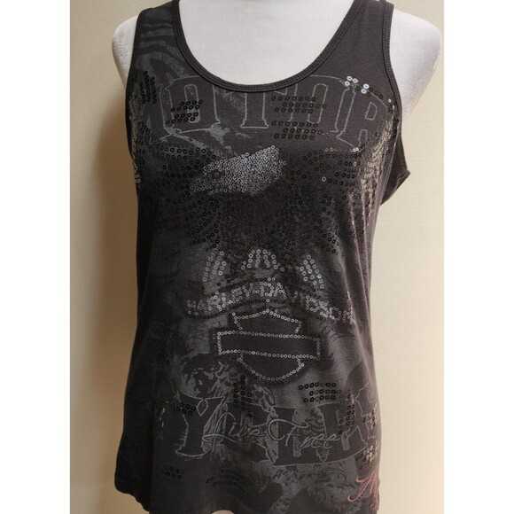 Y2K Harley Davidson Women's Black and Red Vest Tank Top Size Small - Picture 5 of 12